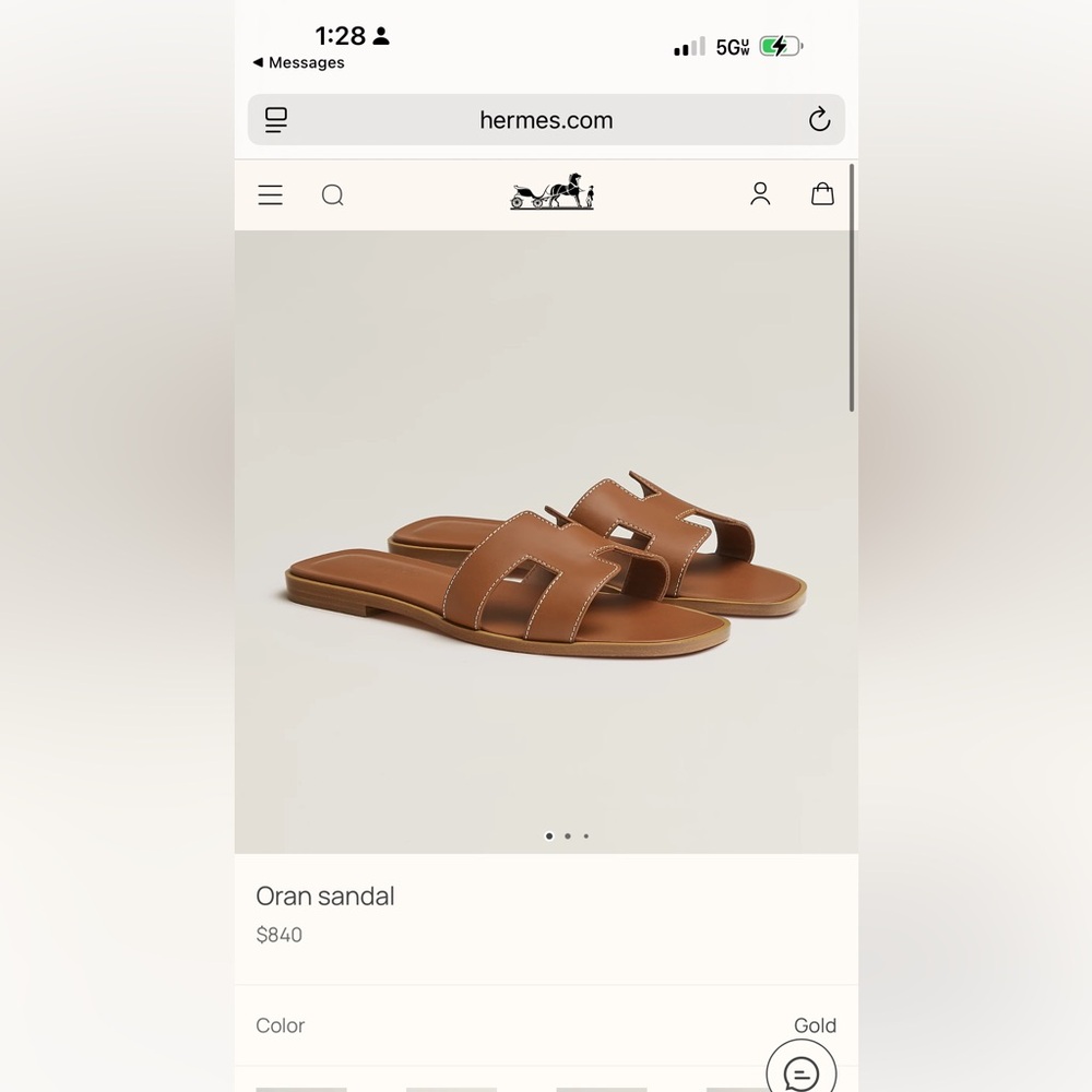 LIKE NEW Hermès Oran Sandal in Gold